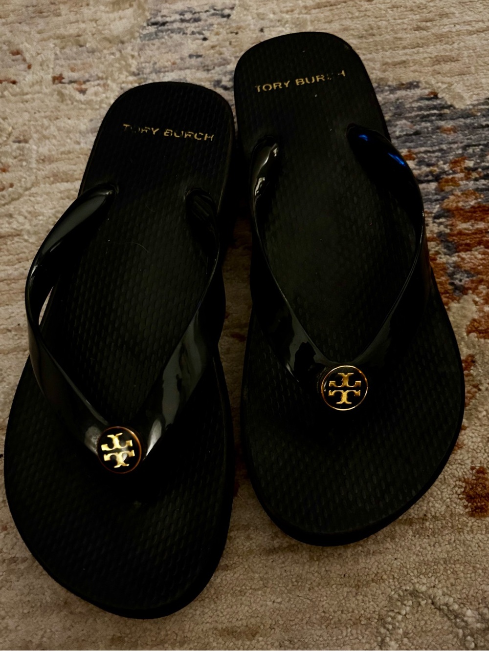 Tory Burch Black Platform Flip Flop Sandals